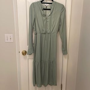 NSR Sage Green Midi Dress With Slit